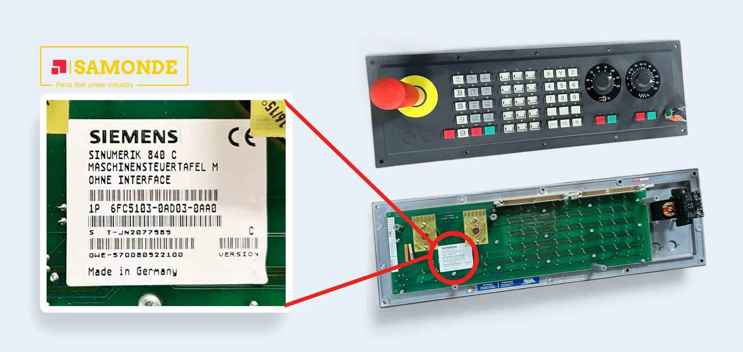 SIEMENS Sinumerik 840 C control panel 6FC5103-0AD03-0AA0 Version C .samonde, spare part. industrial. cnc . robots